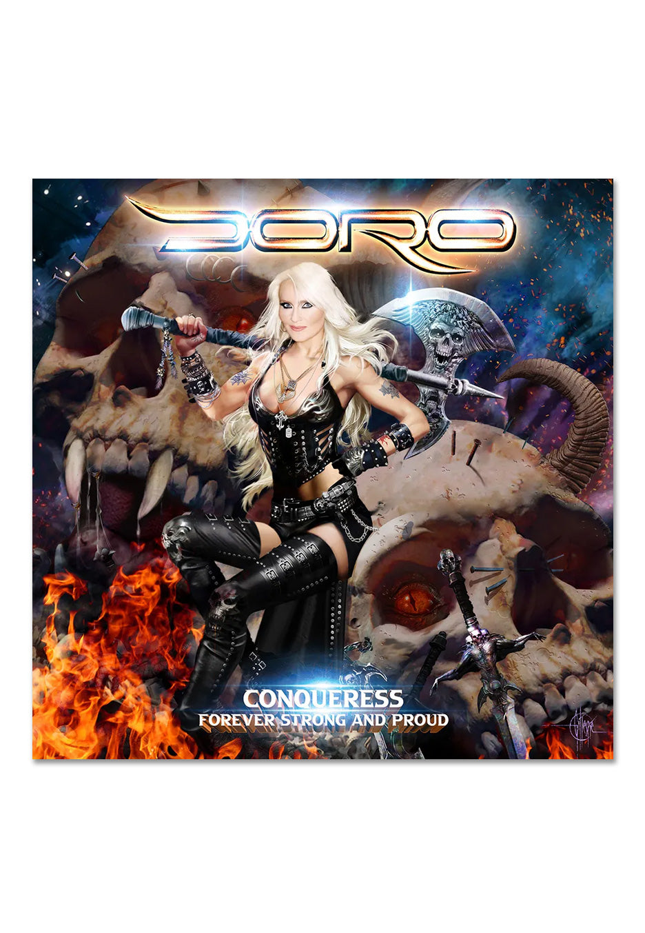 Doro - Conqueress - Forever Strong And Proud Blue w/ Black & Red w/ Black - Splattered 2 Vinyl + Digipak 2 CD | Neutral-Image