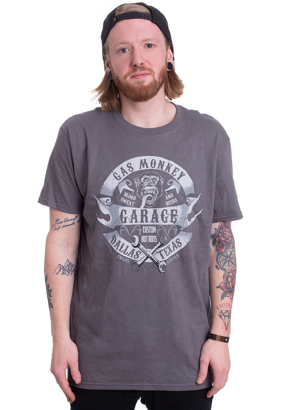 Gas Monkey Garage - Wrenches & Banner Charcoal - T-Shirt | Men-Image